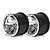 Two ARRMA 2.8-inch chrome and black RC monster truck rims shown from a front-quarter angle against a white background.