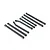 A set of six black plastic RC suspension linkage rods of varying lengths and shapes arranged on a white background.