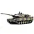 Taigen German Leopard 2A6 RC tank studio shot on white background, showing camouflage paint and commander figure.