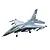 Studio product shot of the FMS F-16 Fighting Falcon RC jet in battlefield grey with scale decals and landing gear deployed against a white background.