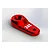 A red anodized aluminium 24T servo horn for RC vehicles, shown from a high-angle studio perspective.