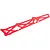 A red anodized aluminium TVP chassis side plate for an ARRMA RC vehicle, featuring a skeletonized design with multiple mounting holes.