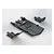 A set of three black ARRMA RC skid plates including a large centre plate and two smaller front and rear plates on a white background.