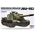 Tamiya 1/35 scale Russian JSU-152 heavy self-propelled gun plastic model kit box art showing a detailed green tank with crew figures.