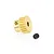 A brass 23-tooth pinion gear for RC cars, shown with a small black grub screw on a white background.
