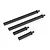 A set of four black plastic RC car body posts of varying lengths, arranged diagonally on a white background.