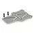 Gunmetal grey aluminium ESC mount plate for HSP RC4 with two included black countersunk screws on a white background.