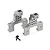 Two gunmetal aluminium RC shock tower mounts with mounting screws on a white background.