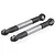 Two gunmetal grey and black RC suspension linkages with ball ends, shown against a white background.