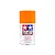 A 100ml can of Tamiya TS-98 Pure Orange lacquer spray paint for plastic models, featuring the Tamiya logo on a white label.