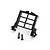 A black plastic Traxxas servo adapter plate with a grid design and two included mounting screws on a white background.