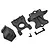 Losi DBXL-E center differential mount and gear cover set including black plastic mounts, a gear cover, and small screws.