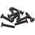 A pile of ten black metal countersunk hex head screws for RC models.