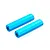 Two blue anodized aluminium cylindrical standoffs with threaded holes on a white background.