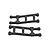 Two black RPM rear lower suspension arms for RC vehicles, shown from a top-down perspective against a white background.