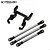 Vanquish Products black aluminium servo mount and three metal suspension links with rod ends on a white background.
