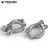 A pair of silver aluminium steering hub carriers for an RC vehicle, shown from a high angle against a white background.