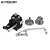Vanquish Products Hurtz Atlas Dig V2 case components including a black main housing, silver metal linkage, and two silver drive hubs on a white background.