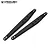 Two black anodized aluminium rear trailing arms for an RC vehicle, featuring mounting holes and hardware, displayed on a white background.