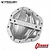 Silver aluminium Vanquish Products Currie differential cover for RC vehicles, featuring a central brace and mounting holes.