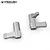Two silver aluminium steering bell crank components for an RC vehicle, shown from different angles against a white background.