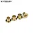 Four small brass steering knuckle bushings for RC vehicles, arranged in a row against a white background with the Vanquish Products logo.
