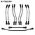 A set of ten Vanquish Products titanium suspension links for an RC crawler, featuring bent and straight rods with black plastic rod ends.