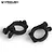 A pair of black anodized aluminium steering hub carriers for an RC vehicle, shown from a high-angle perspective against a white background.