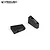 Two black anodized aluminium servo mounts for RC vehicles, shown from an angled perspective against a white background.