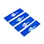 Four blue Outerwears Shockwears shock covers laid out diagonally on a white background.