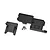 Traxxas 1/8 Drag Car Telemetry Expander Chassis Mount parts including two black plastic mounting brackets and three small metal screws.