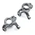 A pair of grey aluminium steering knuckles for an RC car, shown from a top-down angle against a white background.