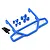 RPM blue rear bumper for Traxxas Rustler RC car with mounting hardware and spacers on a white background.