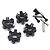 Four black aluminium 12mm wheel hex adapters with 6.0mm thickness markings, accompanied by four metal pins and four small screws on a white background.