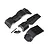 Traxxas E-Revo VXL 2.0 skid plate set including three black plastic skid plates and a small bag of mounting screws on a white background.