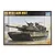 Product box art for a Trumpeter 1/16 scale US M1A1 AIM MBT plastic model kit featuring an illustration of the tank in a desert environment.