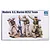 Box art for Trumpeter 1/35 scale Modern U.S. Marine M252 Mortar Team plastic model kit showing four soldiers in desert camouflage operating a mortar.