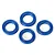Four blue rubber O-rings arranged in a diamond pattern on a white background.
