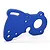 A blue anodized aluminium motor mounting plate for a Traxxas E-Revo VXL 2.0 RC car, shown against a plain white background.