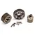 A set of three metal transmission gears and five small metal pins for a Traxxas TRX-4 RC vehicle.