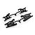 Two black plastic Tamiya RC suspension arm parts trees on a white background.