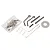 Tamiya Frog RC spare parts bag containing various metal rods, plastic connectors, springs, and hardware components on a white background.