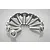 A collection of ten silver metal washer head screws arranged in a semi-circle on a reflective light grey background.