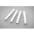 Four rectangular silver metal plates arranged in a fan pattern on a light grey background.