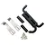 Yeah Racing TRX-4 scale exhaust pipe set including black plastic muffler, metal mounting brackets, and small screws on a white background.