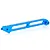 A blue anodized aluminium rear chassis brace for an RC car, featuring a lightweight skeletonized design with mounting holes.