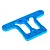 A blue anodized aluminium front upper chassis plate for an HSP 1/8 scale RC car, shown from an angled top-down perspective.
