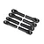 A set of eight black plastic rod ends with metal pivot balls for Traxxas RC vehicles arranged on a white background.