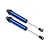 Two blue anodized aluminium GTR shock absorbers for Traxxas UDR RC cars, shown against a plain white background.