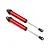 Two red anodized aluminium GTR shock absorbers for Traxxas UDR RC car, shown against a white background.